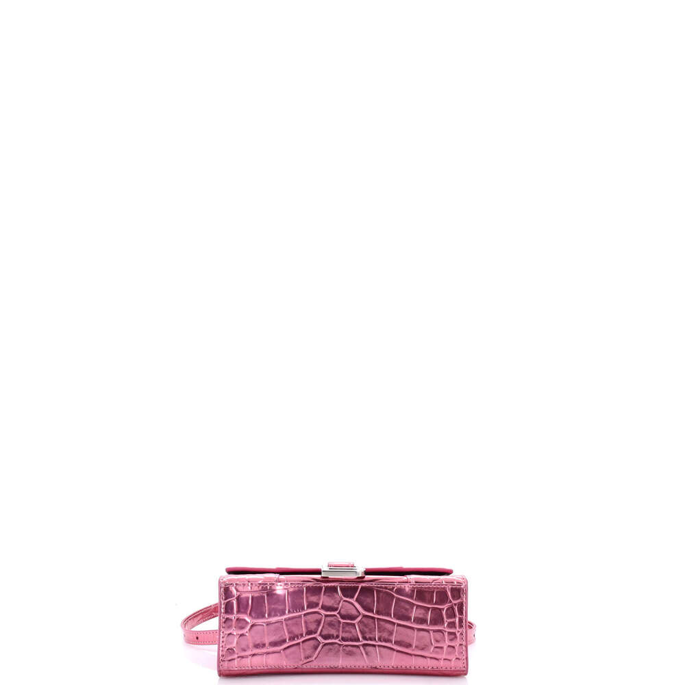 Balenciaga XS Hourglass Top Handle Bag Crocodile Embossed Leather - Picture 4 of 6